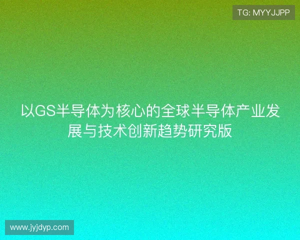 以GS半导体为核心的全球半导体产业发展与技术创新趋势研究版 以GS半导体为核心的全球半导体产业发展与技术创新趋势研究版